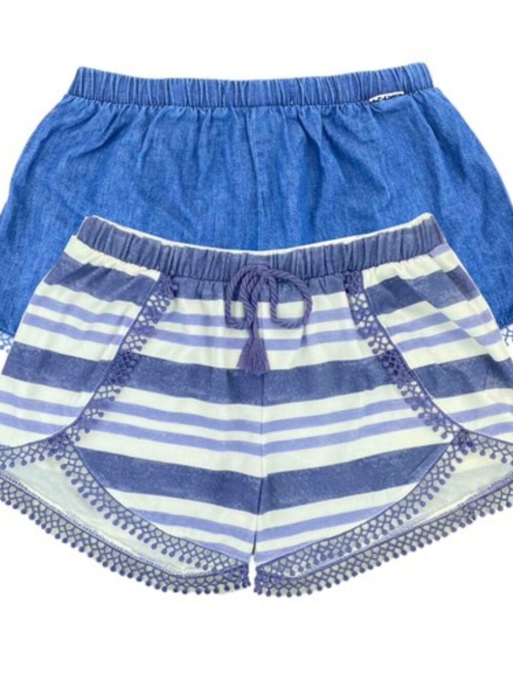 DKNY Girls Shorts Pack of 2 with Waistband Drawstring Beautiful Crochet Lace